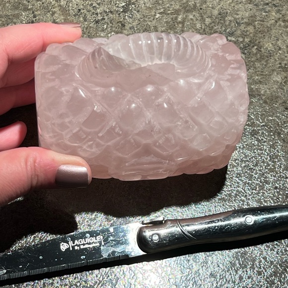 Rose Quartz Crystal Handbag Purse CC GG Quilted Chain PINK Paperweight - Picture 3 of 8